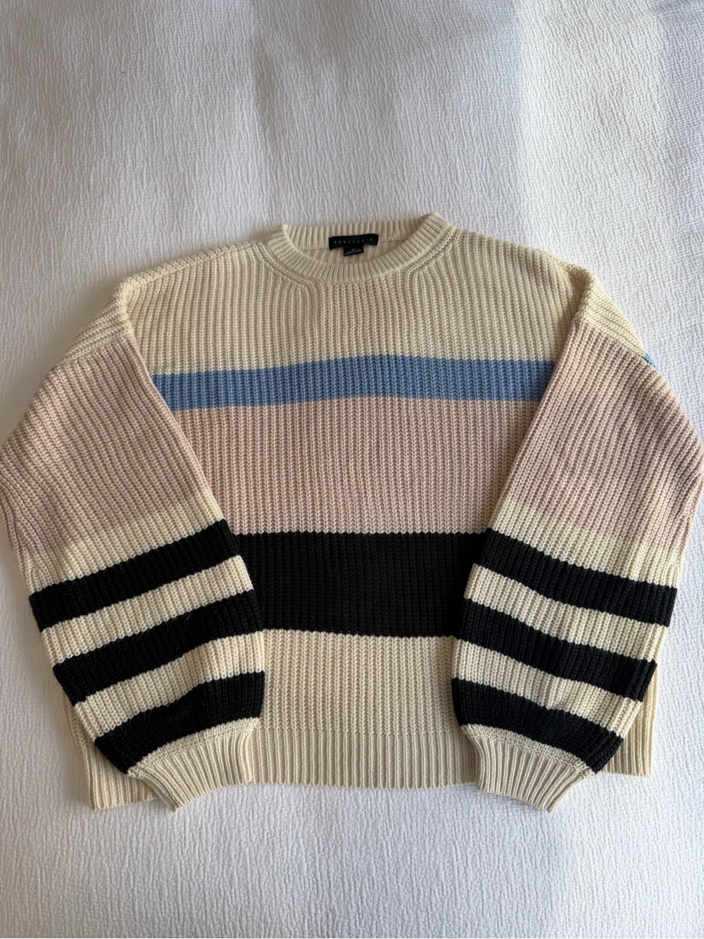 Sanctuary Playful Striped Sweater XS Cream Blue Black